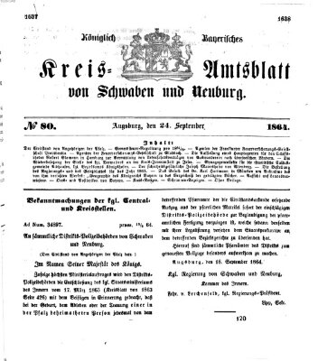 Königlich Bayerisches Kreis-Amtsblatt von Schwaben und Neuburg Samstag 24. September 1864