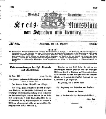 Königlich Bayerisches Kreis-Amtsblatt von Schwaben und Neuburg Samstag 15. Oktober 1864