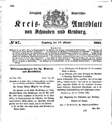 Königlich Bayerisches Kreis-Amtsblatt von Schwaben und Neuburg Mittwoch 19. Oktober 1864