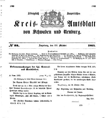 Königlich Bayerisches Kreis-Amtsblatt von Schwaben und Neuburg Samstag 22. Oktober 1864