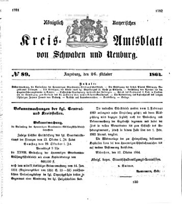 Königlich Bayerisches Kreis-Amtsblatt von Schwaben und Neuburg Mittwoch 26. Oktober 1864