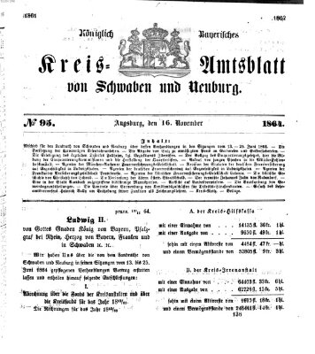 Königlich Bayerisches Kreis-Amtsblatt von Schwaben und Neuburg Mittwoch 16. November 1864