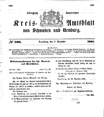 Königlich Bayerisches Kreis-Amtsblatt von Schwaben und Neuburg Samstag 3. Dezember 1864