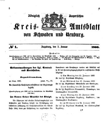 Königlich Bayerisches Kreis-Amtsblatt von Schwaben und Neuburg Mittwoch 3. Januar 1866