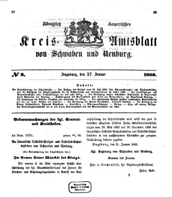 Königlich Bayerisches Kreis-Amtsblatt von Schwaben und Neuburg Samstag 27. Januar 1866