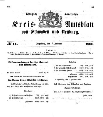 Königlich Bayerisches Kreis-Amtsblatt von Schwaben und Neuburg Mittwoch 7. Februar 1866