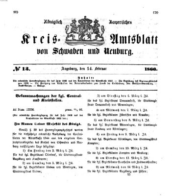 Königlich Bayerisches Kreis-Amtsblatt von Schwaben und Neuburg Mittwoch 14. Februar 1866