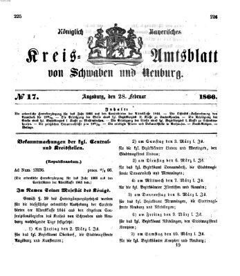 Königlich Bayerisches Kreis-Amtsblatt von Schwaben und Neuburg Mittwoch 28. Februar 1866