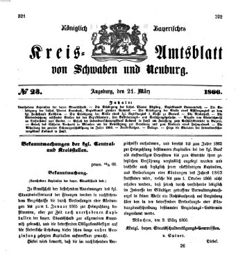 Königlich Bayerisches Kreis-Amtsblatt von Schwaben und Neuburg Mittwoch 21. März 1866