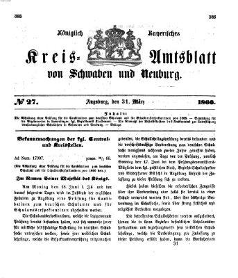 Königlich Bayerisches Kreis-Amtsblatt von Schwaben und Neuburg Samstag 31. März 1866