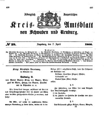 Königlich Bayerisches Kreis-Amtsblatt von Schwaben und Neuburg Samstag 7. April 1866