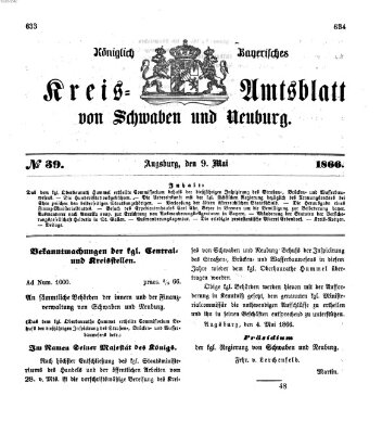 Königlich Bayerisches Kreis-Amtsblatt von Schwaben und Neuburg Mittwoch 9. Mai 1866