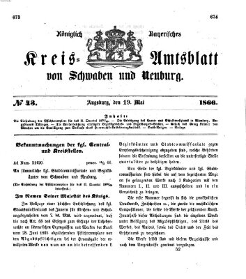 Königlich Bayerisches Kreis-Amtsblatt von Schwaben und Neuburg Samstag 19. Mai 1866