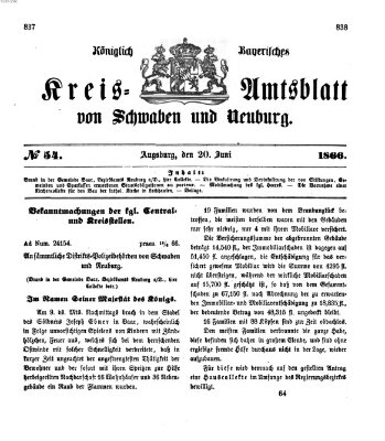 Königlich Bayerisches Kreis-Amtsblatt von Schwaben und Neuburg Mittwoch 20. Juni 1866