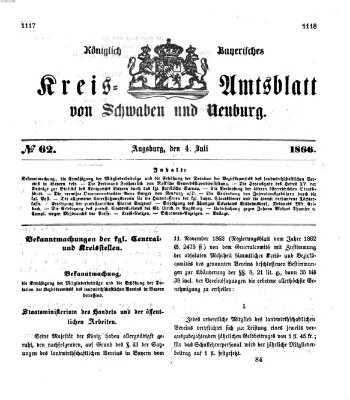 Königlich Bayerisches Kreis-Amtsblatt von Schwaben und Neuburg Mittwoch 4. Juli 1866