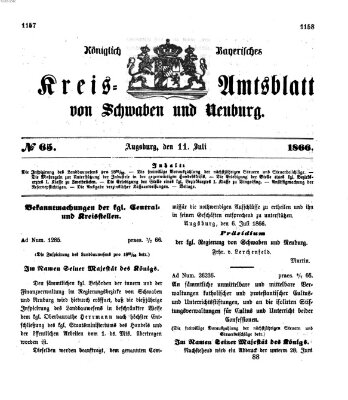 Königlich Bayerisches Kreis-Amtsblatt von Schwaben und Neuburg Mittwoch 11. Juli 1866