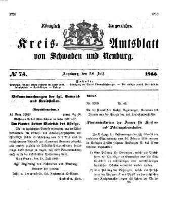 Königlich Bayerisches Kreis-Amtsblatt von Schwaben und Neuburg Samstag 28. Juli 1866