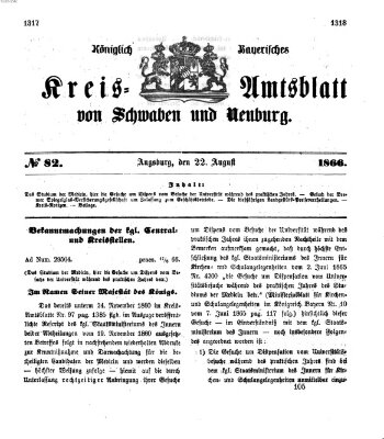 Königlich Bayerisches Kreis-Amtsblatt von Schwaben und Neuburg Mittwoch 22. August 1866