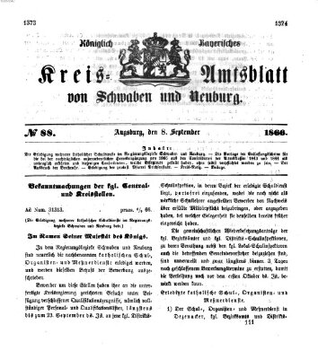 Königlich Bayerisches Kreis-Amtsblatt von Schwaben und Neuburg Samstag 8. September 1866