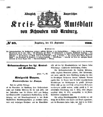 Königlich Bayerisches Kreis-Amtsblatt von Schwaben und Neuburg Mittwoch 12. September 1866