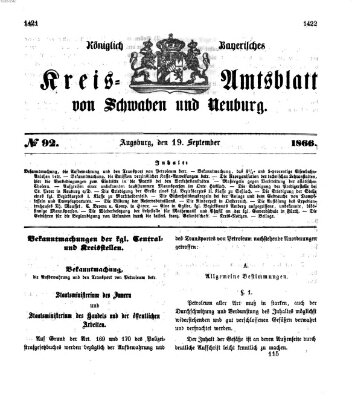 Königlich Bayerisches Kreis-Amtsblatt von Schwaben und Neuburg Mittwoch 19. September 1866