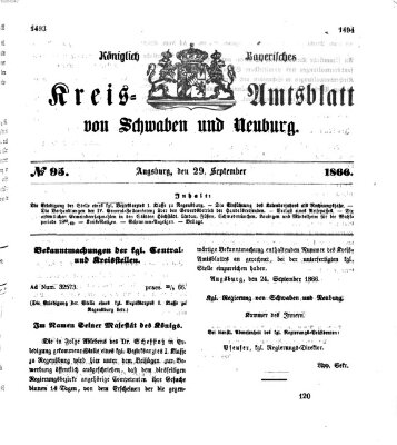 Königlich Bayerisches Kreis-Amtsblatt von Schwaben und Neuburg Samstag 29. September 1866