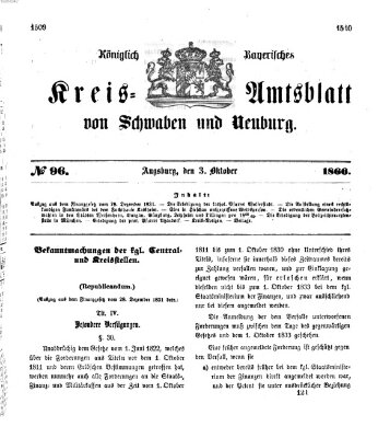 Königlich Bayerisches Kreis-Amtsblatt von Schwaben und Neuburg Mittwoch 3. Oktober 1866