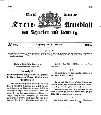 Königlich Bayerisches Kreis-Amtsblatt von Schwaben und Neuburg Samstag 13. Oktober 1866