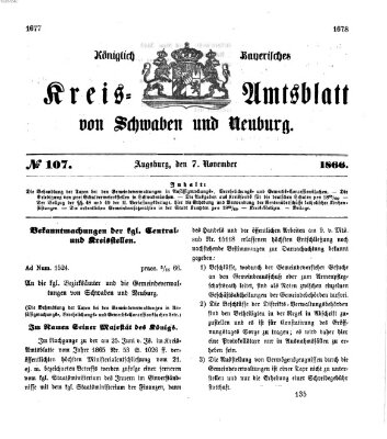 Königlich Bayerisches Kreis-Amtsblatt von Schwaben und Neuburg Mittwoch 7. November 1866