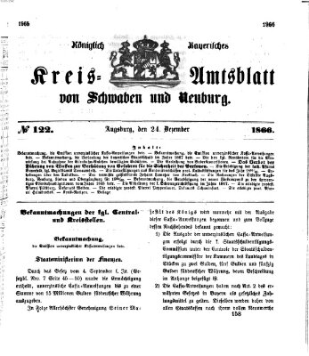 Königlich Bayerisches Kreis-Amtsblatt von Schwaben und Neuburg Montag 24. Dezember 1866