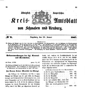 Königlich Bayerisches Kreis-Amtsblatt von Schwaben und Neuburg Samstag 26. Januar 1867