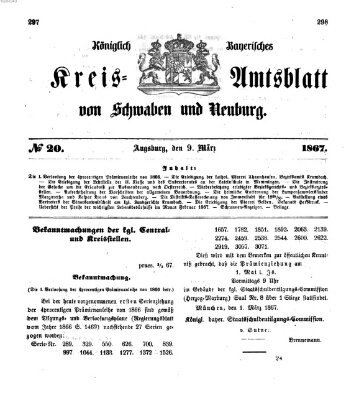 Königlich Bayerisches Kreis-Amtsblatt von Schwaben und Neuburg Samstag 9. März 1867