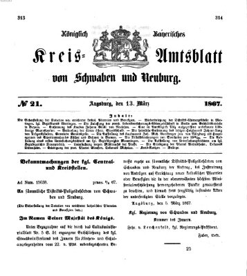 Königlich Bayerisches Kreis-Amtsblatt von Schwaben und Neuburg Mittwoch 13. März 1867