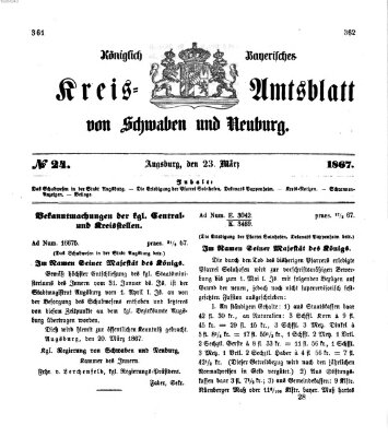 Königlich Bayerisches Kreis-Amtsblatt von Schwaben und Neuburg Samstag 23. März 1867