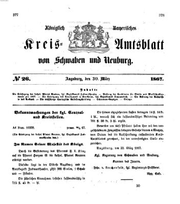 Königlich Bayerisches Kreis-Amtsblatt von Schwaben und Neuburg Samstag 30. März 1867