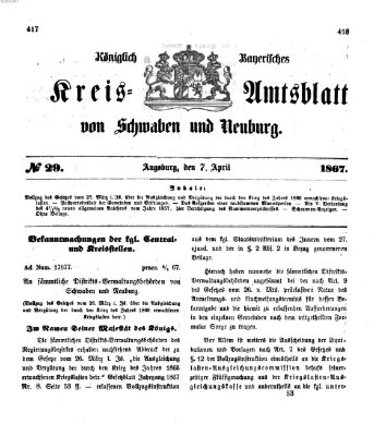 Königlich Bayerisches Kreis-Amtsblatt von Schwaben und Neuburg Sonntag 7. April 1867