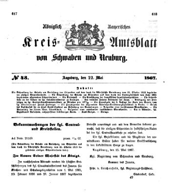 Königlich Bayerisches Kreis-Amtsblatt von Schwaben und Neuburg Mittwoch 22. Mai 1867