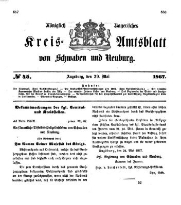 Königlich Bayerisches Kreis-Amtsblatt von Schwaben und Neuburg Mittwoch 29. Mai 1867