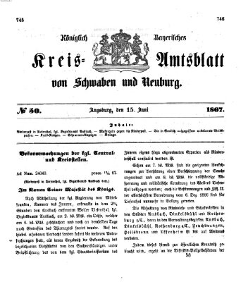 Königlich Bayerisches Kreis-Amtsblatt von Schwaben und Neuburg Samstag 15. Juni 1867