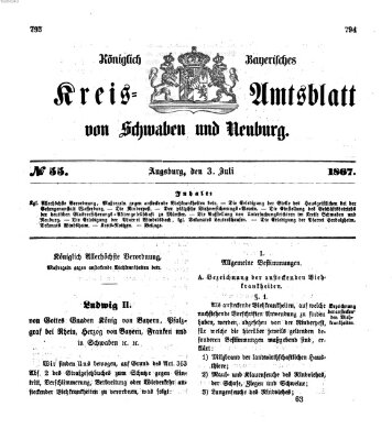 Königlich Bayerisches Kreis-Amtsblatt von Schwaben und Neuburg Mittwoch 3. Juli 1867