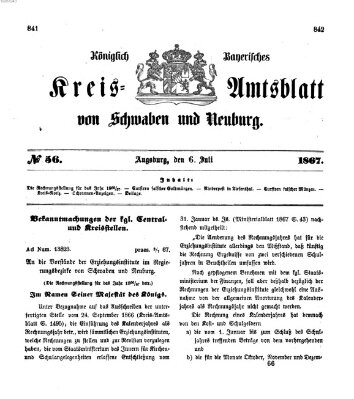 Königlich Bayerisches Kreis-Amtsblatt von Schwaben und Neuburg Samstag 6. Juli 1867