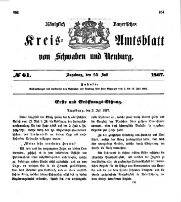 Königlich Bayerisches Kreis-Amtsblatt von Schwaben und Neuburg Donnerstag 25. Juli 1867