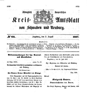 Königlich Bayerisches Kreis-Amtsblatt von Schwaben und Neuburg Samstag 3. August 1867