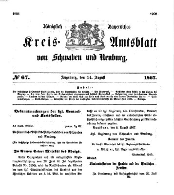 Königlich Bayerisches Kreis-Amtsblatt von Schwaben und Neuburg Mittwoch 14. August 1867