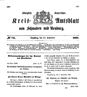 Königlich Bayerisches Kreis-Amtsblatt von Schwaben und Neuburg Mittwoch 11. September 1867