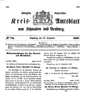 Königlich Bayerisches Kreis-Amtsblatt von Schwaben und Neuburg Mittwoch 25. September 1867