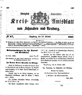 Königlich Bayerisches Kreis-Amtsblatt von Schwaben und Neuburg Mittwoch 23. Oktober 1867