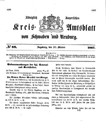 Königlich Bayerisches Kreis-Amtsblatt von Schwaben und Neuburg Mittwoch 30. Oktober 1867