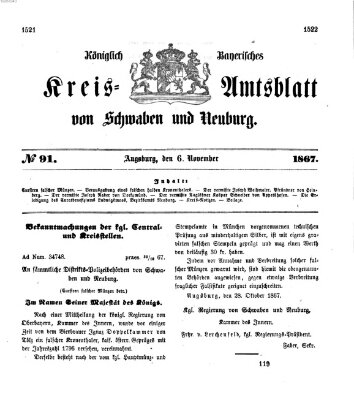 Königlich Bayerisches Kreis-Amtsblatt von Schwaben und Neuburg Mittwoch 6. November 1867