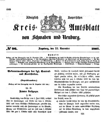 Königlich Bayerisches Kreis-Amtsblatt von Schwaben und Neuburg Samstag 23. November 1867